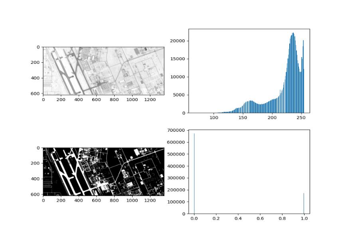 The output image where the roads are marked in white: